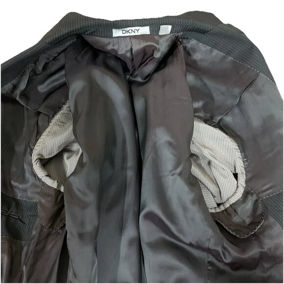 DKNY Macys Men’s Store Black Striped Two Bottoms Blazer Size 42L - Picture 9 of 9